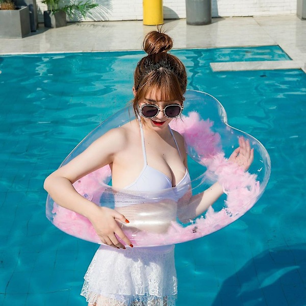 Hjerteformet Bade Ring Sommer Svømning Tube Vand Sjov Strandfest Pool Legetøj Svømning Cirkel Pink 70