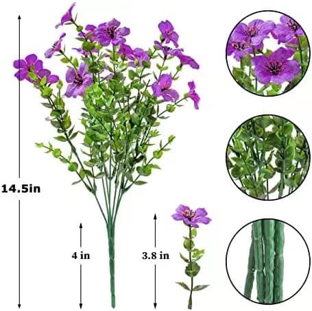 4 stycken 7-grenade eukalyptus violett konstgjorda blombukett