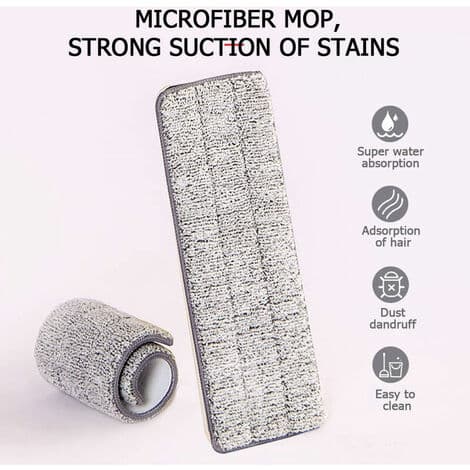 Trådløs håndfri mikrofibergulvmopp, våt- og tørrengjøring, 360° roterende flatmopp (6 mikrofiberputer)