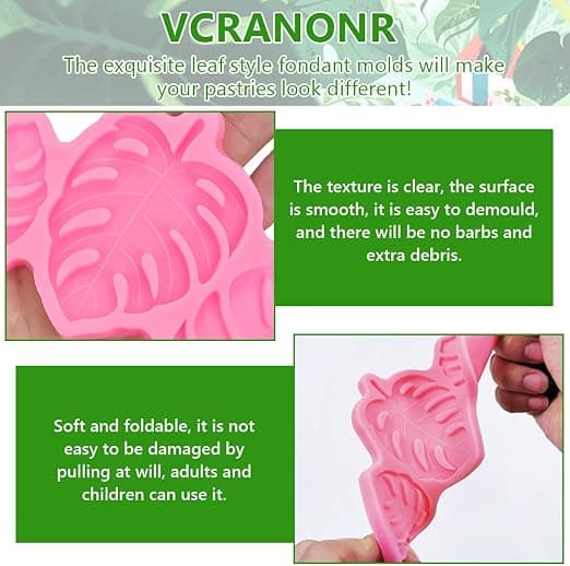 2 st Silikonblad Fondantform Tropiska Blad Fluffiga Blad