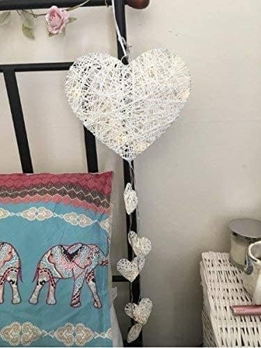 Rustik Shabby Chic 6x Väggmonterad Vickerhjärta LED-slinga