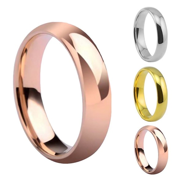 Moderigtigt unisex fint poleret kuppel rustfrit stål fingerring vielsesring Golden US 8