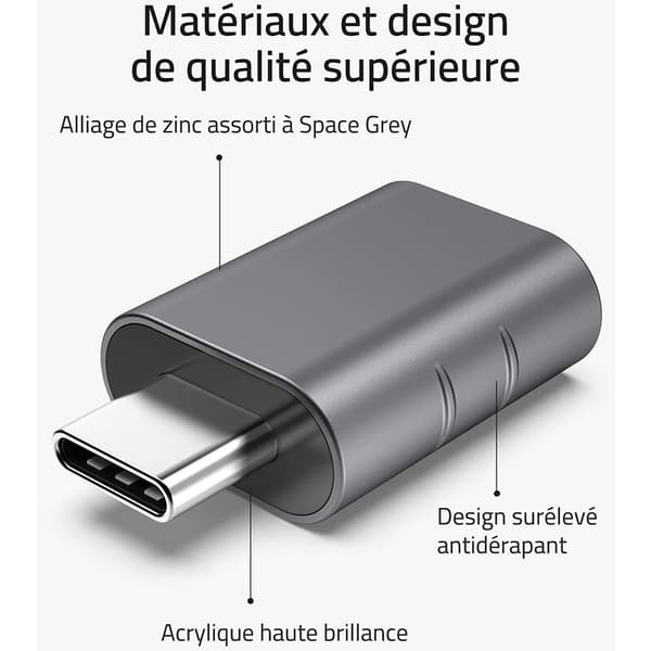 USB C til USB-adapter 2-pak USB C han til USB3 hun-adapter, USB C-adapter kompatibel med MacBook Pro/Air 2021 iMac i