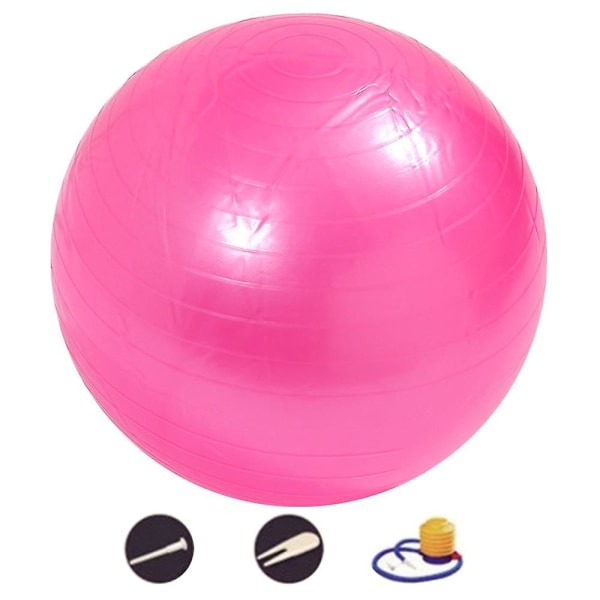 Träningsboll och yogaboll för träningsbalans och kärnstyrka och stabilitetsboll med pump Pink