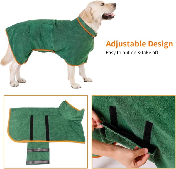 Superabsorberende Mikrofiber Hundebadekåbe, Hurtigtørrende Hundebad