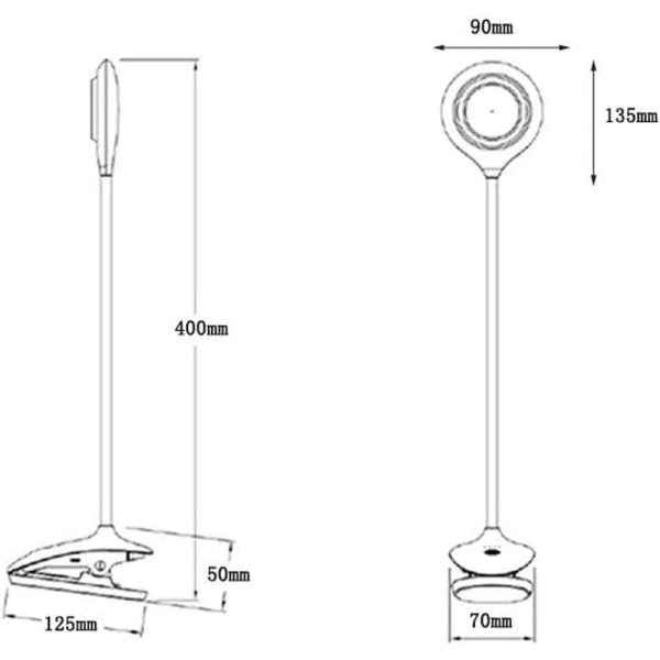 Barns klämlampa Läslampa Dimbar LED-lampa Klämmor Sänglampa Barnens skrivbordslampa Med Flexibel Hals USB Laddningsbar