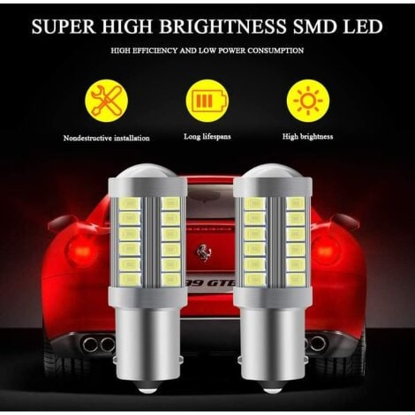 Vit 1156 BA15S P21W 5630 33SMD Blinkers LED-lampor 900LM Superstarkt Backljus Bakbromsljus Dimljus Po