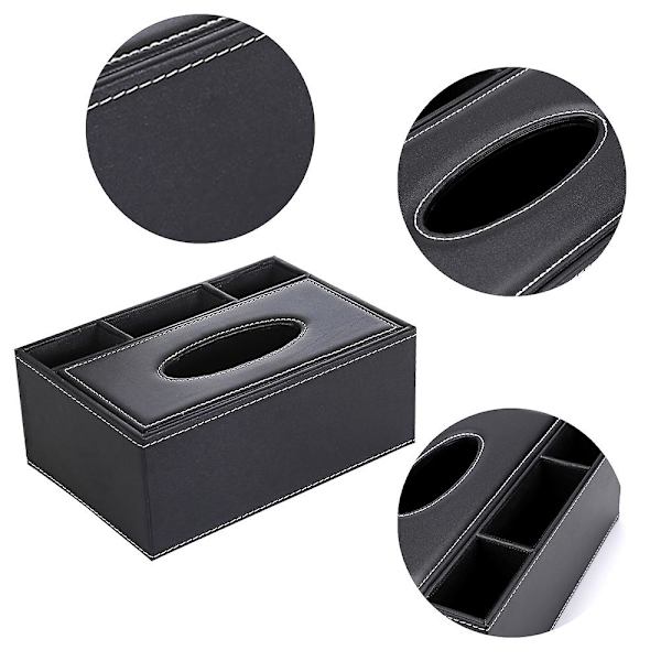 Rektangulärt vävnadsboxöverdrag i konstläder - Multifunktionell vävnadsboxhållare Fjärrkontrollslåda style1