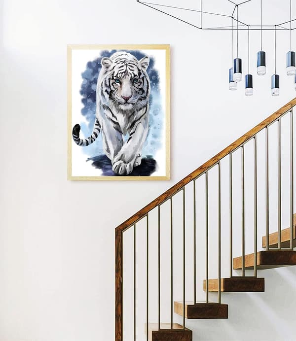 Hvid Tiger Diamantmaleri Sæt til Boligindretning DIY 5D Fuld