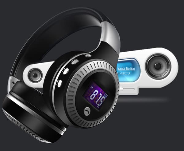 Hovedmonteret trådløst Bluetooth-headset, computer mobiltelefon gaming headset (sort og grå)