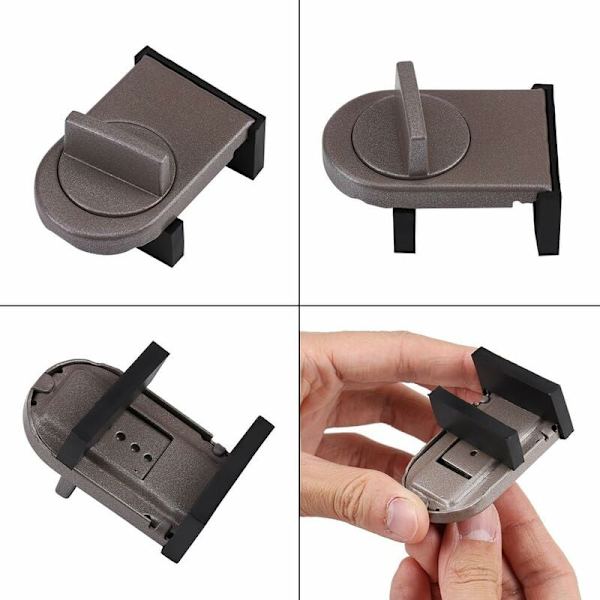 Skjutdörrs- och fönsterlås för hemmet Säkerhetslås i aluminiumlegering (typ A brun),