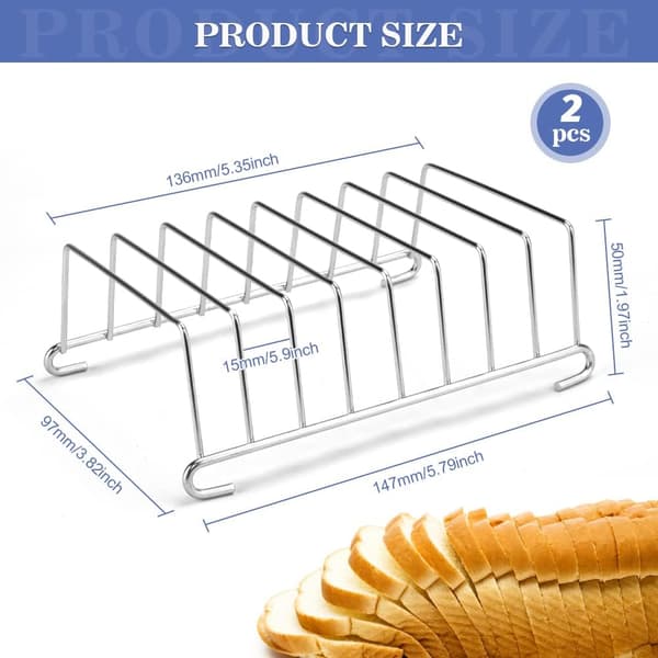 2 Stykker Toast Rack Rustfrit Stål Toast Kølerist 8 Stykker
