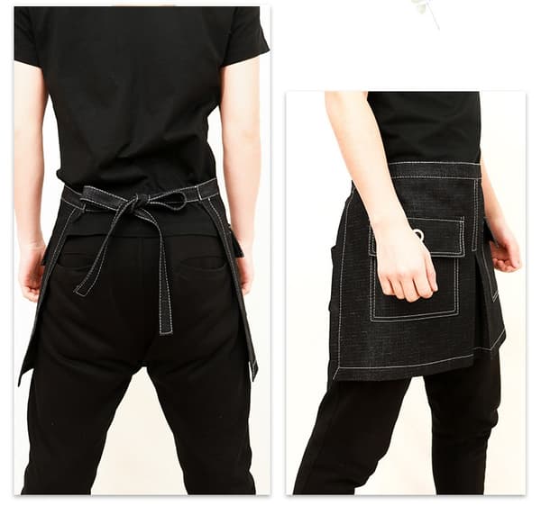 Halvlång förkläde restaurang mjölkte servering frisör manikyr denim förkläde overall (blå, 60*38cm),