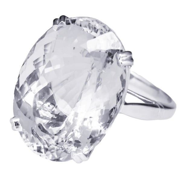Glitter Oval Cut Rhinestone Inlaid Ring Bridal Wedding Engagement Jewelry Gift White US 8
