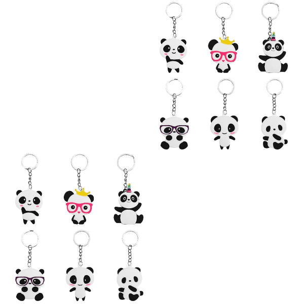 2 stk  6 stk Tegneserie Panda Nøkkelringer Nøkkelring Festgaver Henger For Barn Leke Ornament Souvenirs Gave