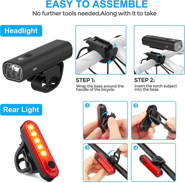 1 stk USB-oppladbart LED-sykkellys bak, sykling