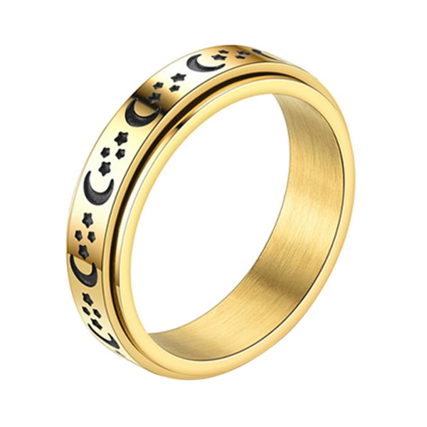 Menn Fingerring Utsøkt Hip-hop-stil Rotary Moon Star Buet Knuckle Knuckle Ring Mannlige smykker Golden US 10