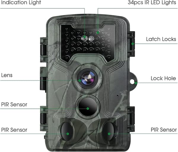 36MP 1080P IP66 vanntett LCD jakt LED IR nattsikte opp til