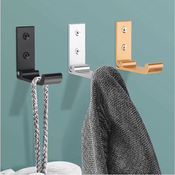 6 stk. Mat Sort Væghængt Krog Badeværelse Håndklæde Krog Heavy Duty Hardware Aluminium Legering Vægkrog DIY Frakkebøjle Krog N
