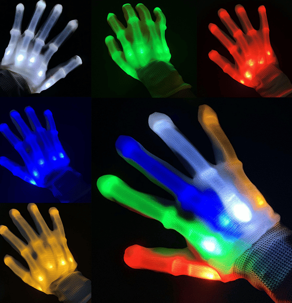 1 håndknogle skelet LED lys handsker Halloween jul