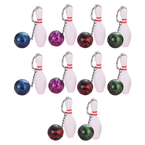 10 kpl Mini Bowling avaimenperä Urheiluteemainen avaimenperä Rannekorun riipus Avaimenpidike Koriste (satunnainen väri)