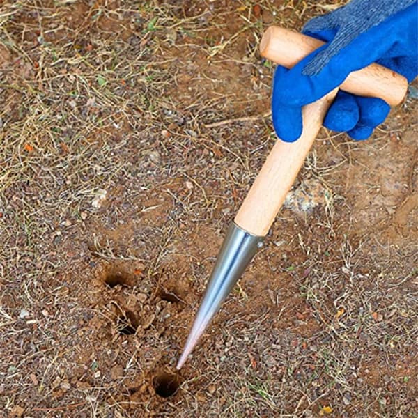 1 løkplanter i rustfritt stål med dibber, plantingsdibber
