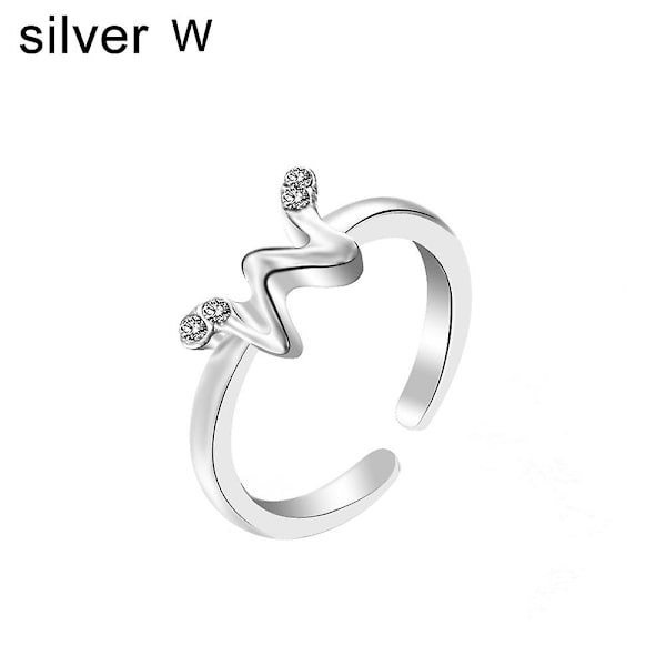 Muodi Naiset Yksinkertainen A-Z Englannin Aakkoset Kirjain Timantti Avoren Sormus Korut Silver W