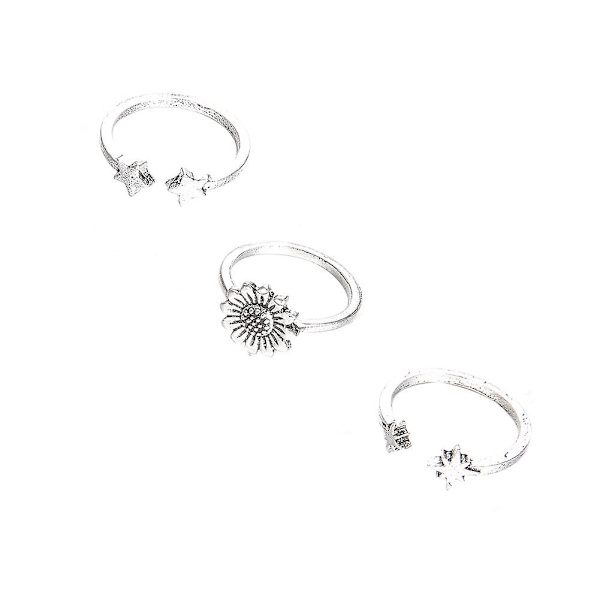 3 st/set Solros Stjärnmönster Öppna Midi Knuckle Ringar Bohemian Kvinnor Smycken