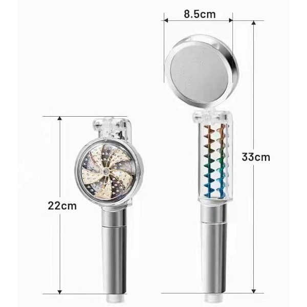Fällbar duschhuvud med duschfläkt (flip dusch elektroplätering)
