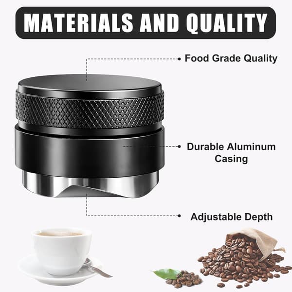 51 mm kaffetamper i rustfritt stål – espressotamper med flat base og sklisikkert håndtak, tilbehør til kaffemaskin