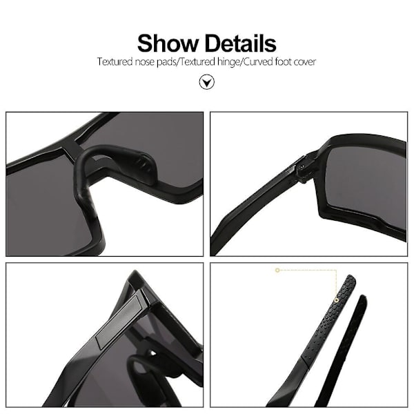 Solglasögon Stora Kvadratiska Ramar Utomhus UV400 Cykelglasögon MTB Bike Shades Solglasögon Sport Löpning Cykling Solglasögon Black White