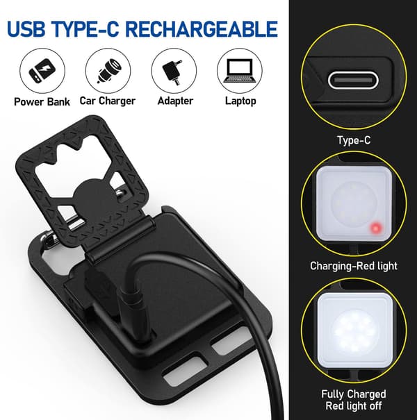 2 kpl Mini LED -avaimenperälamput, 1000 lumenia USB-C