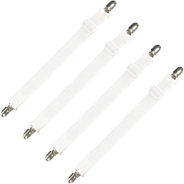 4 kpl Sängivarusteiden Säädettävä Lakana Venytys Elastisen Lakanahihnan, Sängylle, Sovalle, Silityspöydän Peitteelle - 30cm - 120cm, Valkoinen