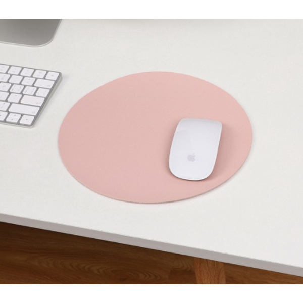 22x22 cm Enkel Rund Halksäker Vattentät PU-Läder Skrivbordsmatta För Datortangentbord Spel - Rosa Två