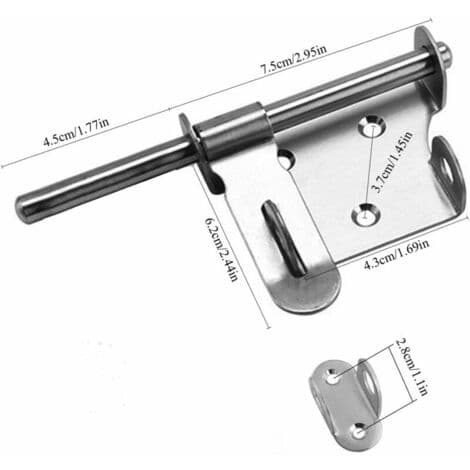 Skyvedørslås Bolt Latch Tykknet Rustfritt Stål Solid Holdbar med Hull for Hengelås Bad Kjøkken Hage Bedr