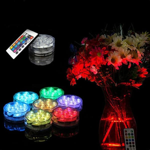 Vanntett Neddykbar 10 LED RGB Lys