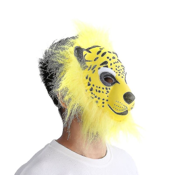 Nyhet Djurmask Huvudmask Festfavoriter för Halloween-kostym Masquerade Cosplay (gul leopard)