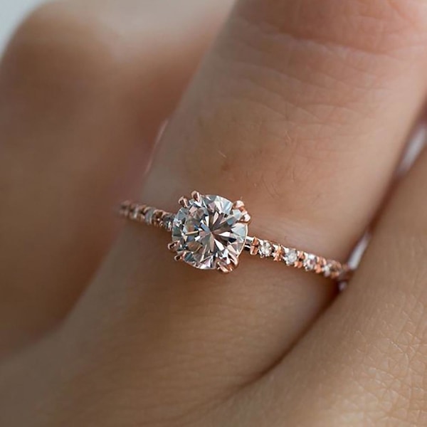 Forlovelsesjubilæum smykker Luksus skinnende Rhinestone Kvinder Finger Ring US 8