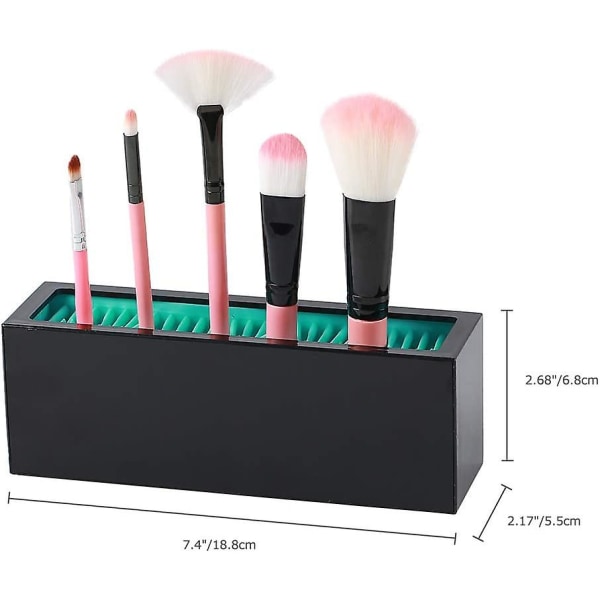 Makeupbørsteholder Organizer, Silikon Vanity Lufttørrende Stativ Display Opbevaring Til Børste, Eyeliners Og Mere, Praktisk Kosmetikværktøj Beholder Black