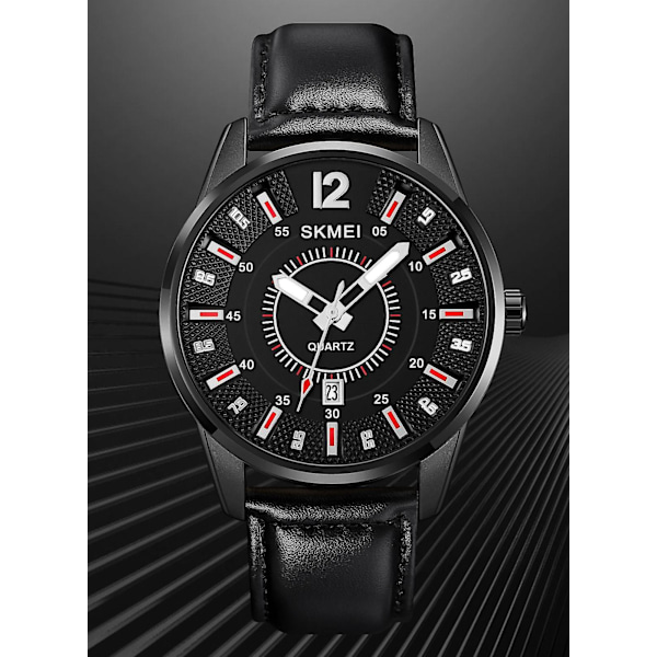 Mænds Vandafvisende Nyt Mode Læderur - Sort - 49mm