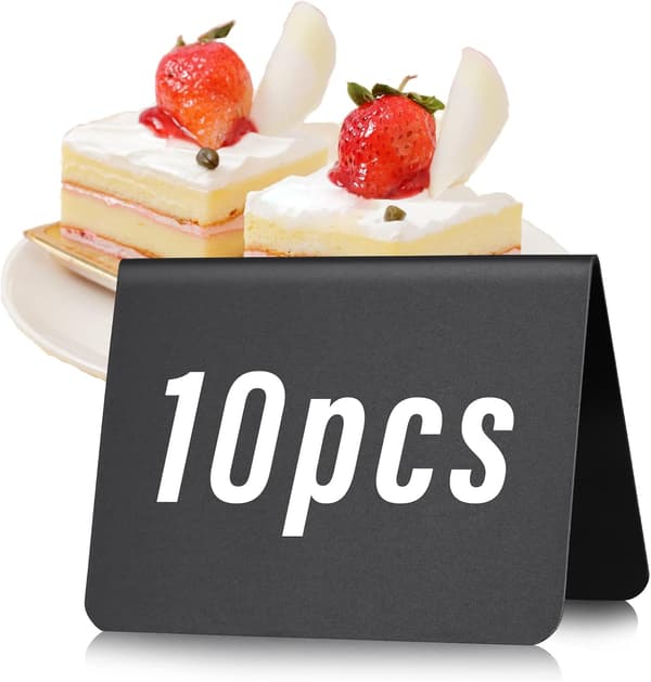 10 stk. sort dobbeltsidet spisebord mini tavle