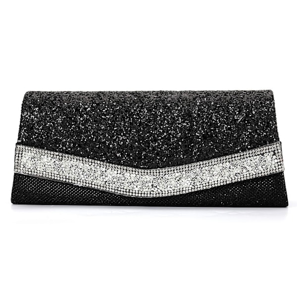 Glittrande Silver Handväska för Kvinnor, Glitter Brud Clutch Väska för Bröllop A916-736 Black