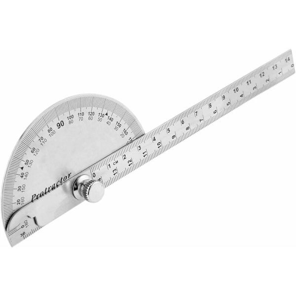 Halv-gjengede verktøy vinkelmåler i rustfritt stål (0-180°/14cm (solid)) egnet for verktøyrom