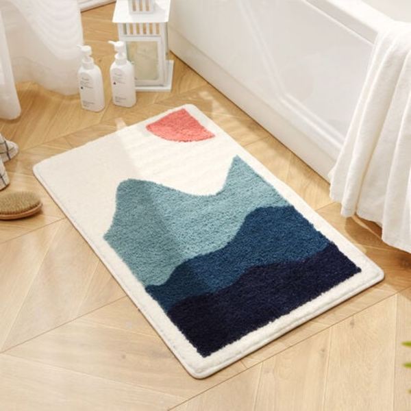 Halkskyddad badrumsmatta köksmatta badrumsmatta MoCatherineux mjuk mikrofiber duschmatta, torkar snabbt, vattenabsorberande, maskin