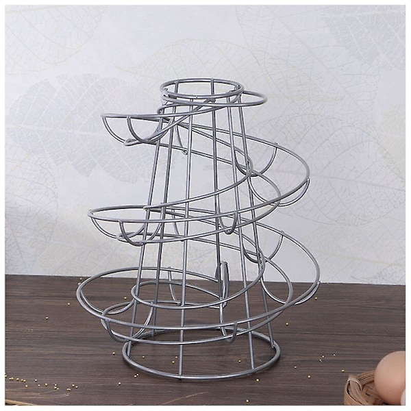 Spiralformet ægdispenser, metaljern spiral æg stativ æg display stativ køkken-24*20*20cm sort
