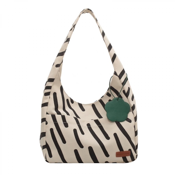 Tote Bag Kvinde Mode Student Klasse Stor Kapacitet Shopper Taske Enkelt Kvinde Stribet Lærred Taske Sac Off-white