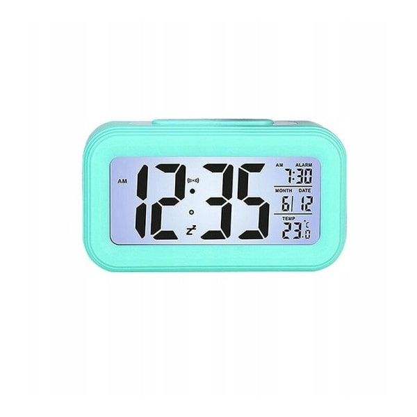 Multifunktionell digital väckarklocka LED Intelligent Ljusklocka Temperatur Perpetual Calendar Blå=