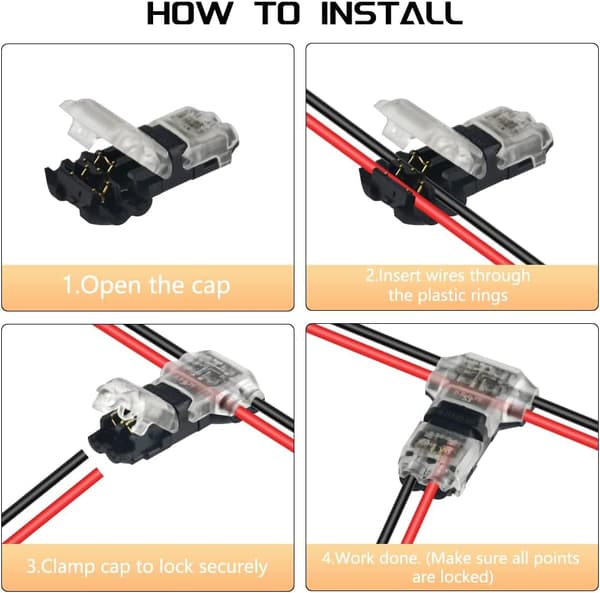15-pack 2-stifts 2-vägs universal kompakt T-typ tråd