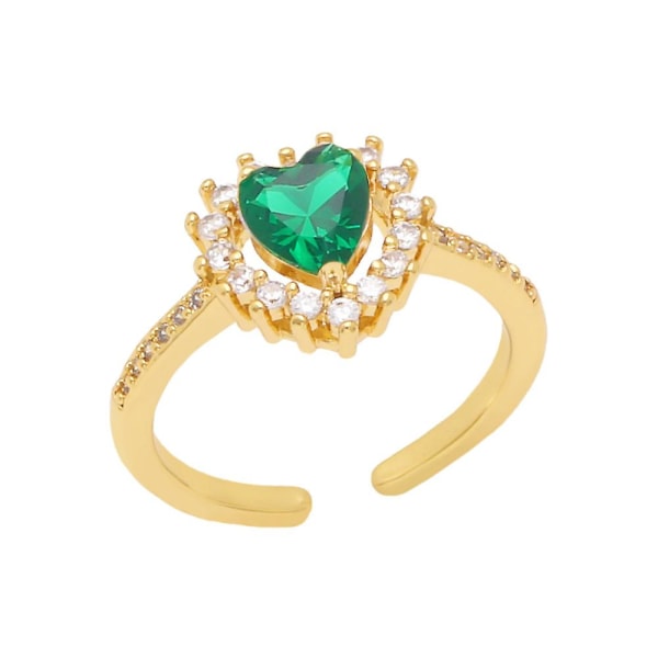 Ring Vintage Zircon Heart Stud Modesmycken Ac9941 Green