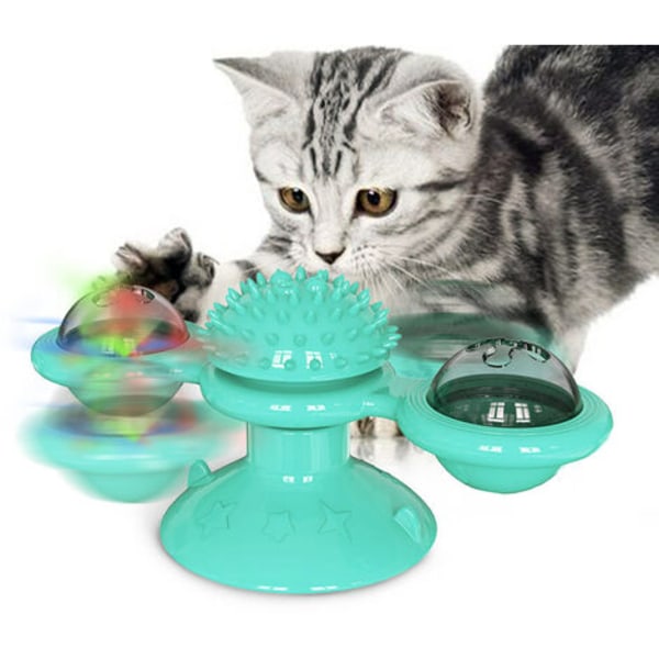 Katt Leksaker, Rolig Katt Vindmölla Leksak, Interaktiv Katt Leksak med Kattmynta och Bollar -